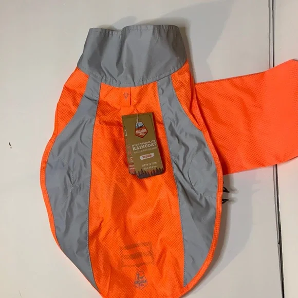 High visability orange and gray dog raincoat. NWT great for hiking and camping - Picture 1 of 13
